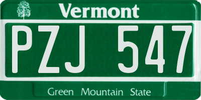VT license plate PZJ547