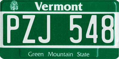 VT license plate PZJ548