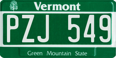 VT license plate PZJ549