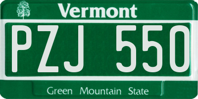 VT license plate PZJ550