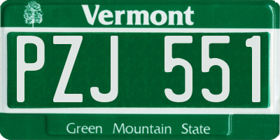 VT license plate PZJ551