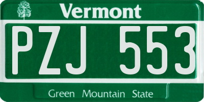 VT license plate PZJ553