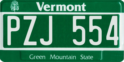 VT license plate PZJ554
