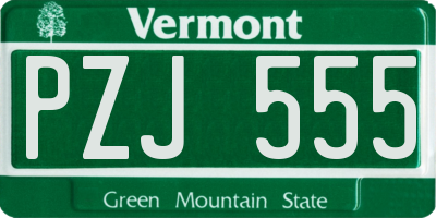 VT license plate PZJ555