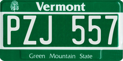 VT license plate PZJ557