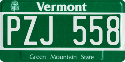 VT license plate PZJ558