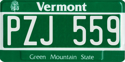 VT license plate PZJ559