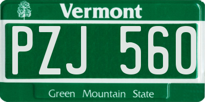 VT license plate PZJ560