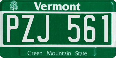 VT license plate PZJ561