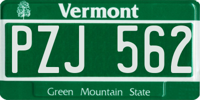 VT license plate PZJ562