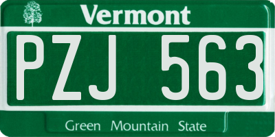 VT license plate PZJ563