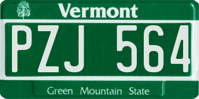 VT license plate PZJ564
