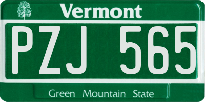 VT license plate PZJ565