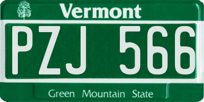 VT license plate PZJ566
