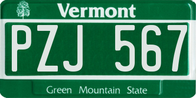 VT license plate PZJ567