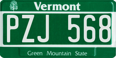 VT license plate PZJ568