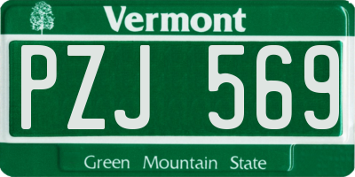VT license plate PZJ569