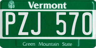 VT license plate PZJ570