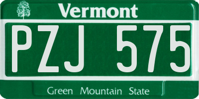 VT license plate PZJ575
