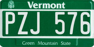VT license plate PZJ576