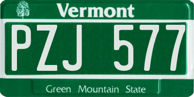 VT license plate PZJ577
