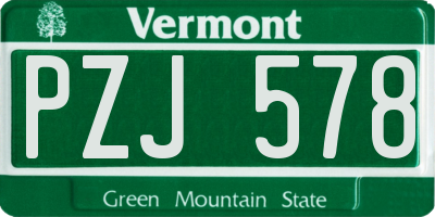 VT license plate PZJ578