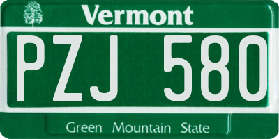 VT license plate PZJ580