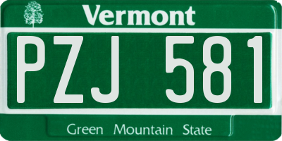 VT license plate PZJ581
