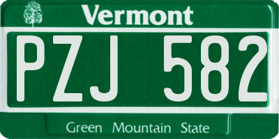 VT license plate PZJ582