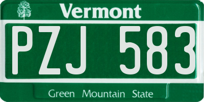 VT license plate PZJ583