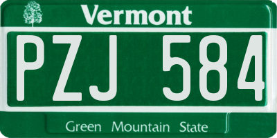 VT license plate PZJ584
