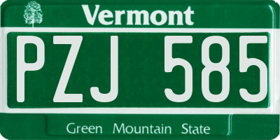 VT license plate PZJ585