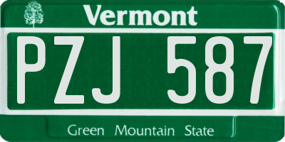 VT license plate PZJ587