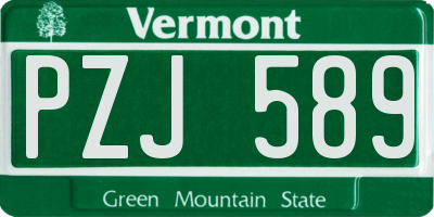 VT license plate PZJ589