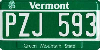 VT license plate PZJ593