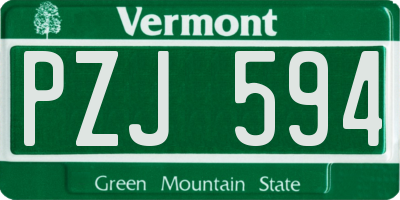 VT license plate PZJ594