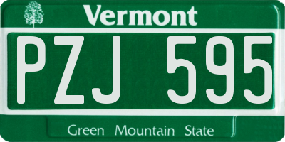 VT license plate PZJ595