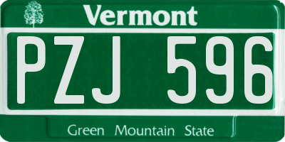 VT license plate PZJ596