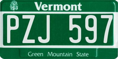 VT license plate PZJ597