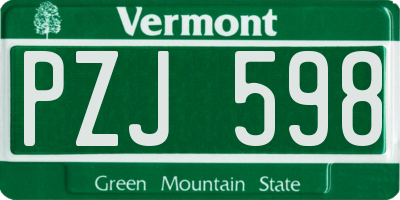 VT license plate PZJ598
