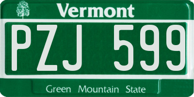 VT license plate PZJ599