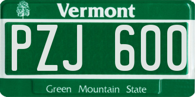 VT license plate PZJ600