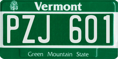 VT license plate PZJ601
