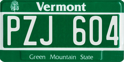 VT license plate PZJ604
