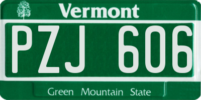 VT license plate PZJ606