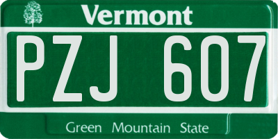 VT license plate PZJ607