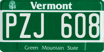 VT license plate PZJ608