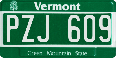 VT license plate PZJ609