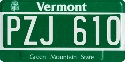 VT license plate PZJ610