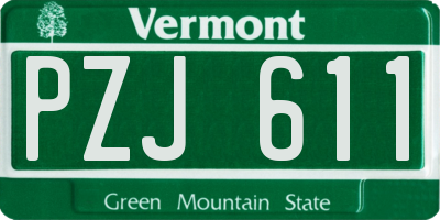 VT license plate PZJ611